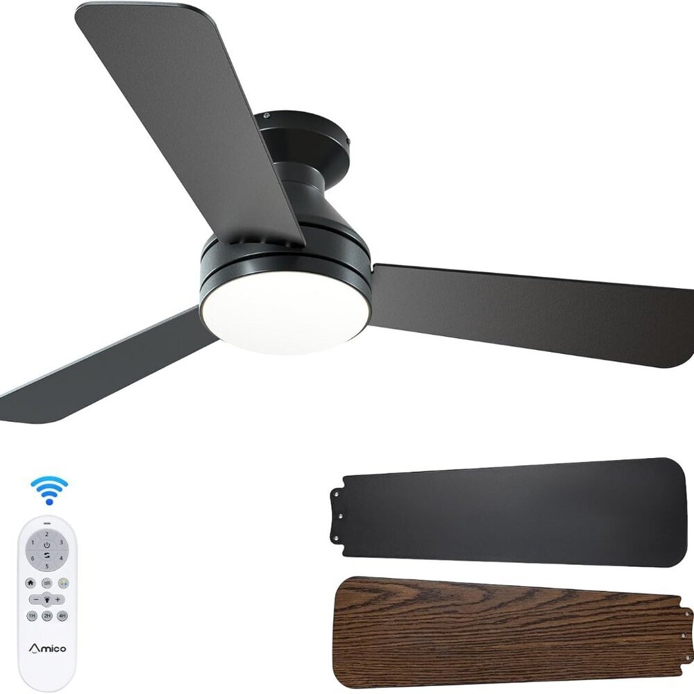 Ceiling Fans with Lights, 42 inch Low Profile Ceiling Fan with Light and Remote